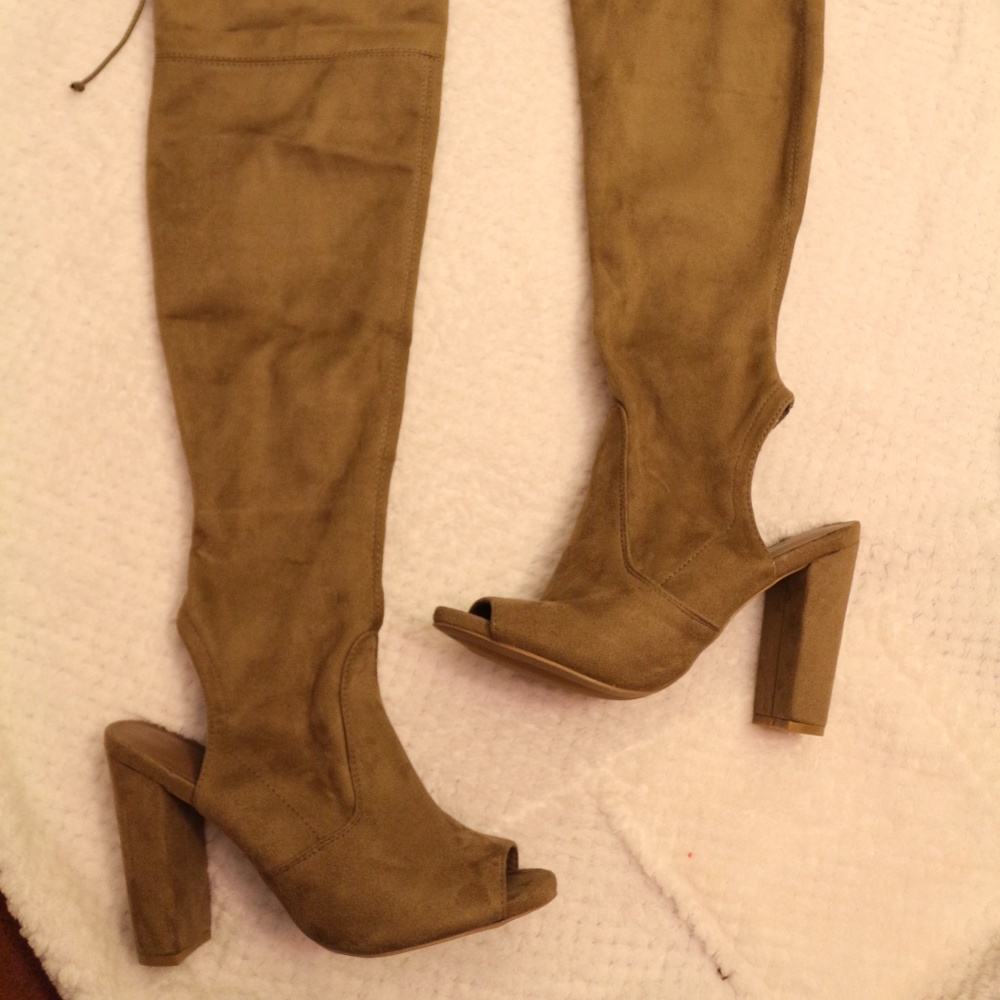 Tan Suede Over-The-Knee Boots